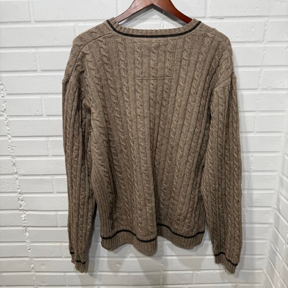 Vintage GAP Cable Knit Sweater Wool Blend Brown XXL Hong Kong Fishermancore Y2K - Picture 4 of 11